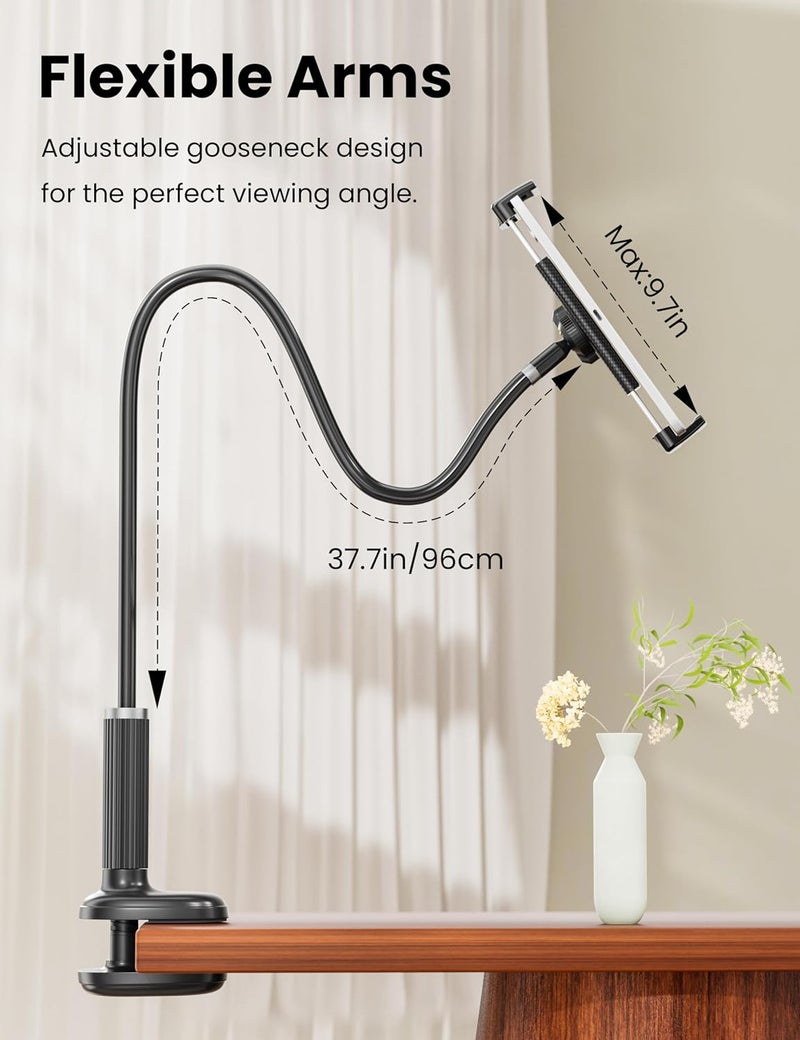 VOLTIFYMAX Gooseneck Kindle Holder with Remote Page Turner for Reading in Bed,Tablet Mount Holder for Desk,Flexible Long Arm for Tablets iPhones Kindle Accessories - Image 5